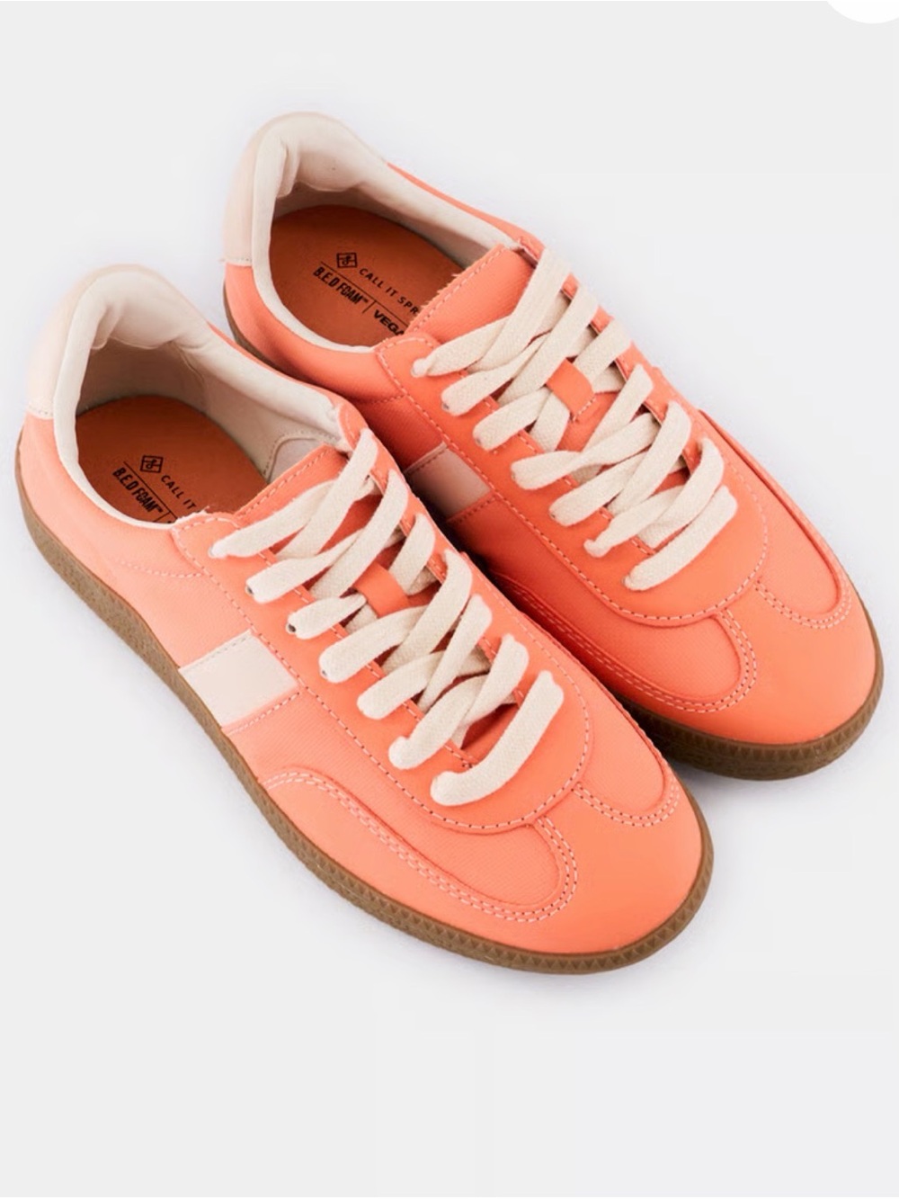 Call it Spring Coral Low-Top Sneakers with Cream Accents Vegan NWOT